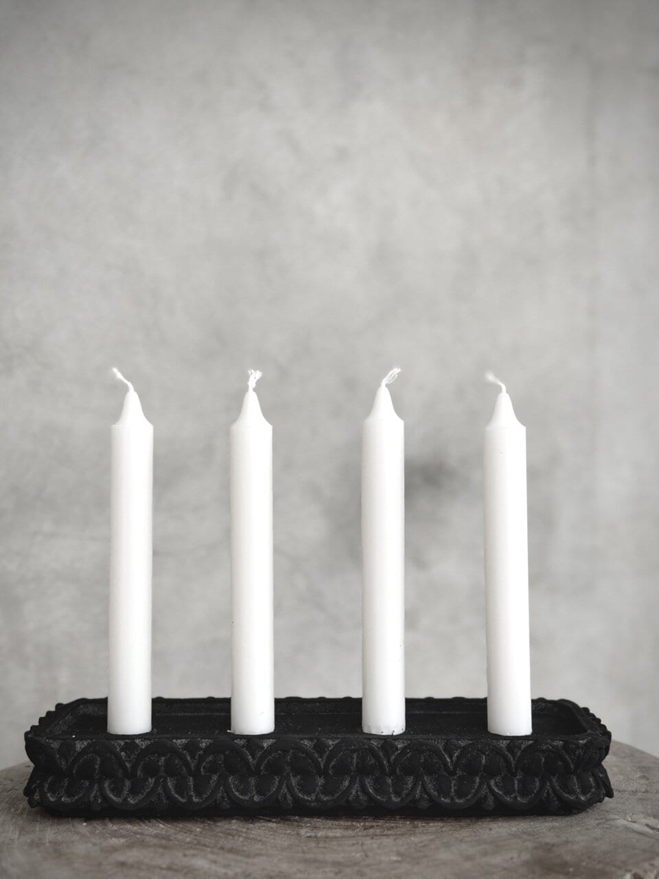 ADVENTUS stone advent candle holder, black antique