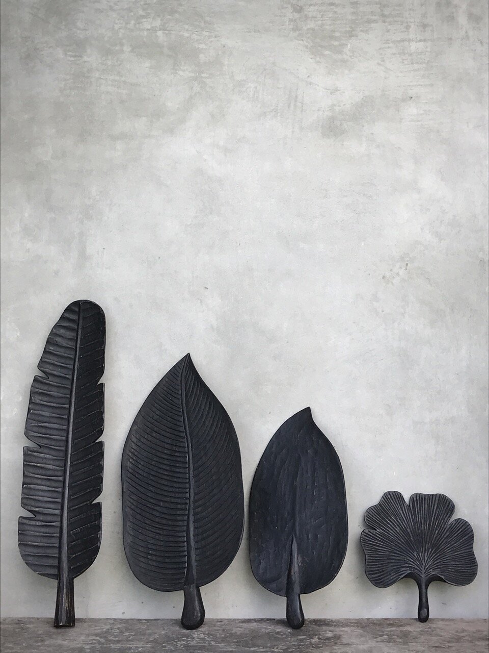 BANANA LEAF, wood carved, antique black